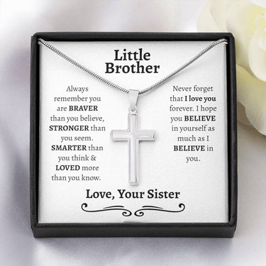 Little Brother Cross Necklace - Love You This Much